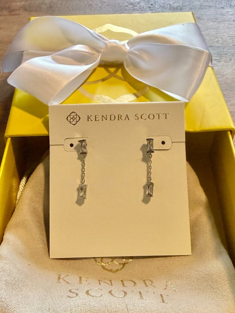 Kendra Scott Juliette Drop Earrings & Matching Pendant Necklace in White Crystal